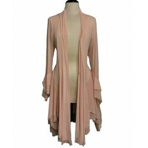 NEW DANIALI mesh tiered cardigan duster in blush